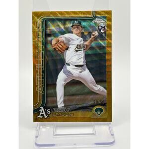 2025 Topps Chrome Brady Basso Rookie Gold Wave Refractor 29/50 SP Athletics RC